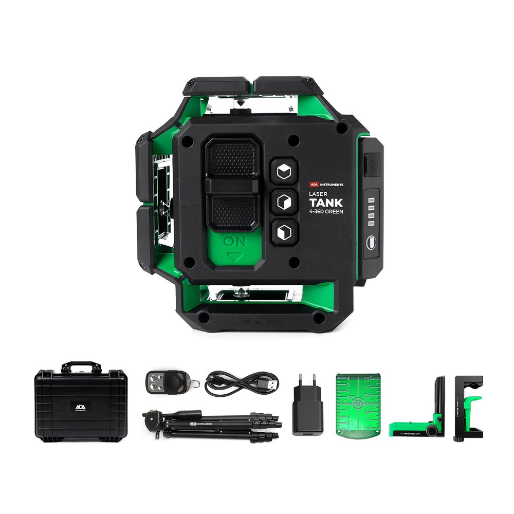 Профессиональный лазерный уровень ADA LaserTANK 4-360 GREEN ultimate edition А00632
