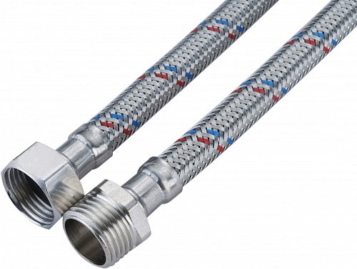 Подводка для воды СТМ сталь, 1/2', гайка-штуцер, 100 cм CWFHM100