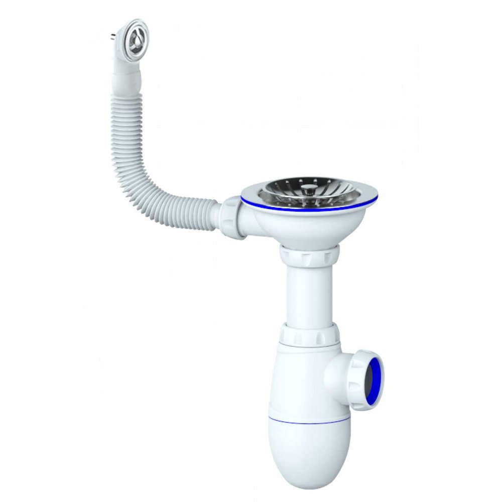 Сифон Unicorn B411P 3 1/2х40 с круглым переливом винт, шток, ручка - пластик 538079