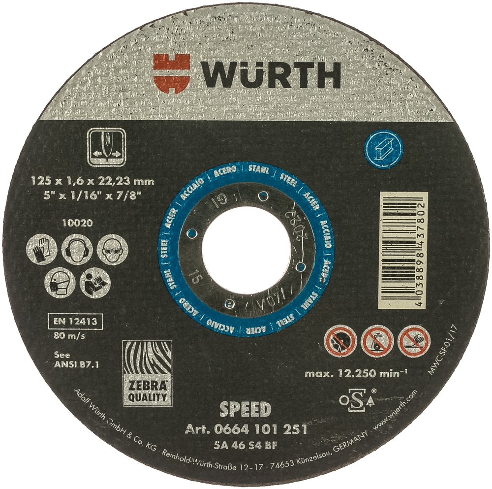 КРУГ-ОТРЕЗНОЙ-СТАЛЬ Wurth ST1,6X22,2XD125 1664101251092 1