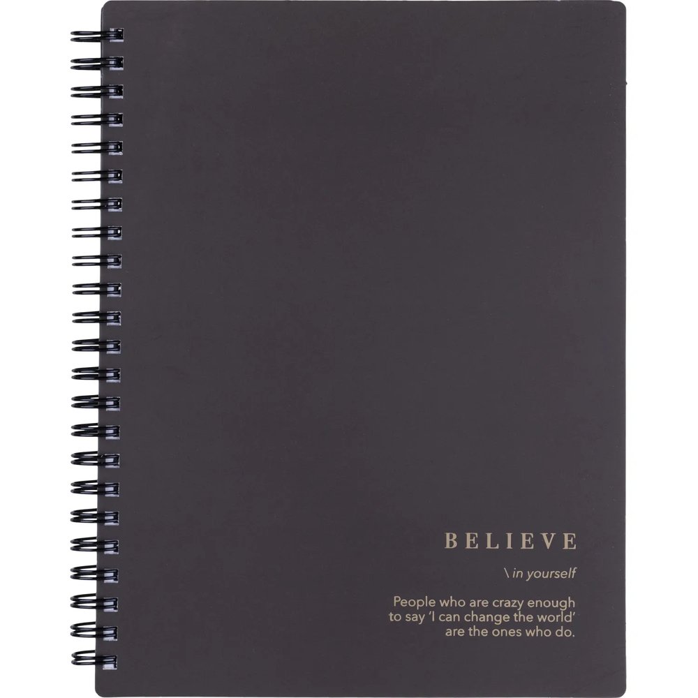 Бизнес-тетрадь, BS, А5, 120л., клетка, спираль. Believe, черный N4200