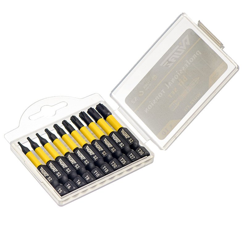 Набор торсионных намагниченных бит TORX (10 шт, 50 мм, S2) WURZ 4220