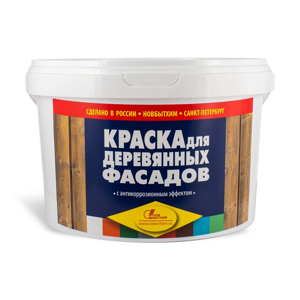 Краска для деревянных фасадов НОВБЫТХИМ (белая ведро, 2.4 кг) 751