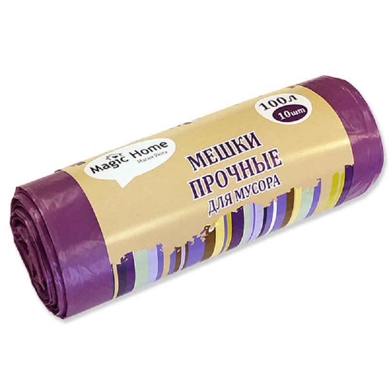 Мешки для мусора 100 л, 10 шт, HD-LDPE, 18 мкм, сиреневые, Magic Home ANTELLA 28311