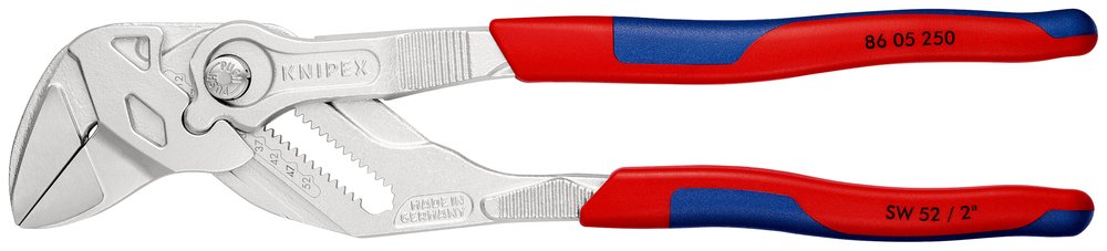 Переставные клещи-ключ Knipex 52 мм (2'), длина 250 мм, хром, 2К ручки, KN-8605250SB