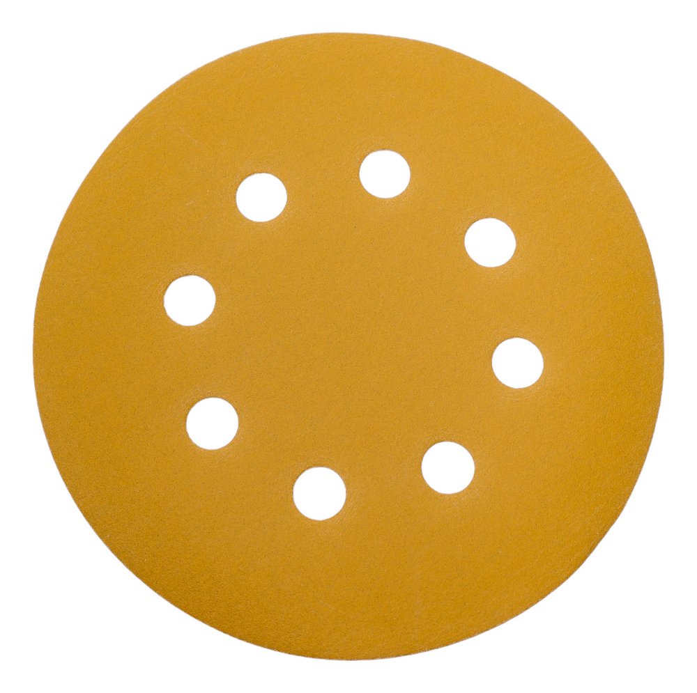 Диск абразивный с липучкой Sandpaper (yellow) 125 мм, 8 отверстий, P400, 10 шт BRUSHTEX 125Y8-400
