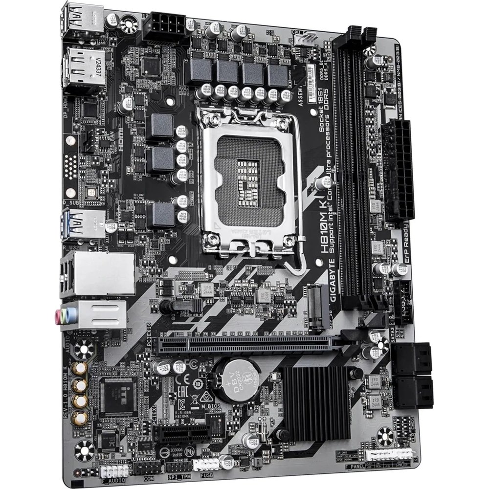 Материнская плата Gigabyte H810M K, LGA1851, H810, 2xDDR5, mATX