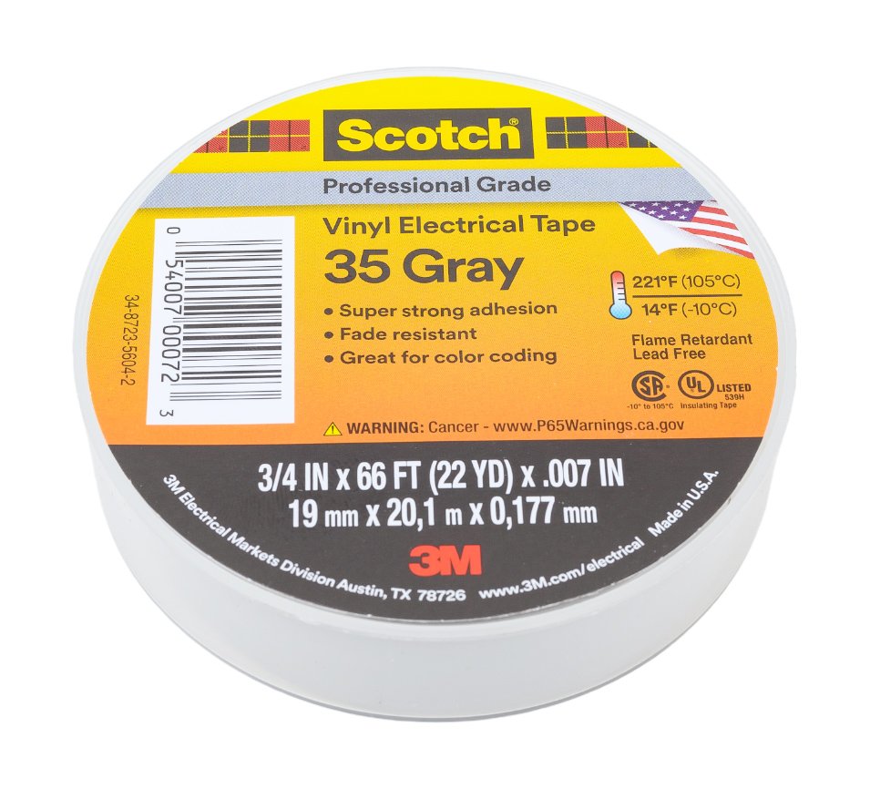 Изоляционная лента высшего класса 3М Scotch 35 серая 19мм х 20м х 0,18мм 7000031674