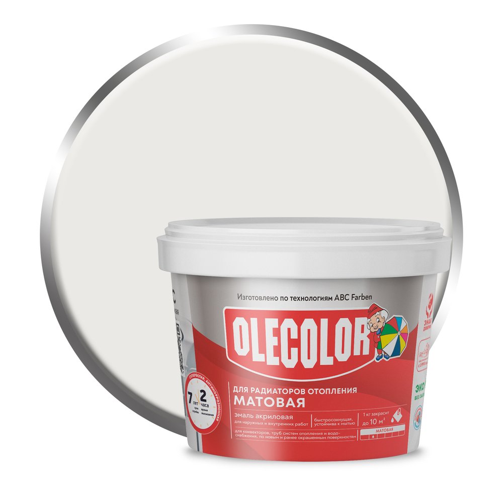Акриловая эмаль для радиаторов отопления OLECOLOR 0.5 кг 4300006116