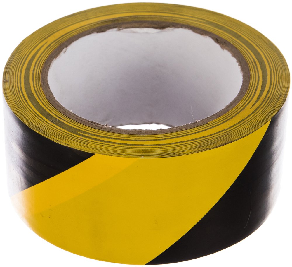 Клейкая сигнальная лента Folsen 50ммx33м желто-чёрная PVC 0663350