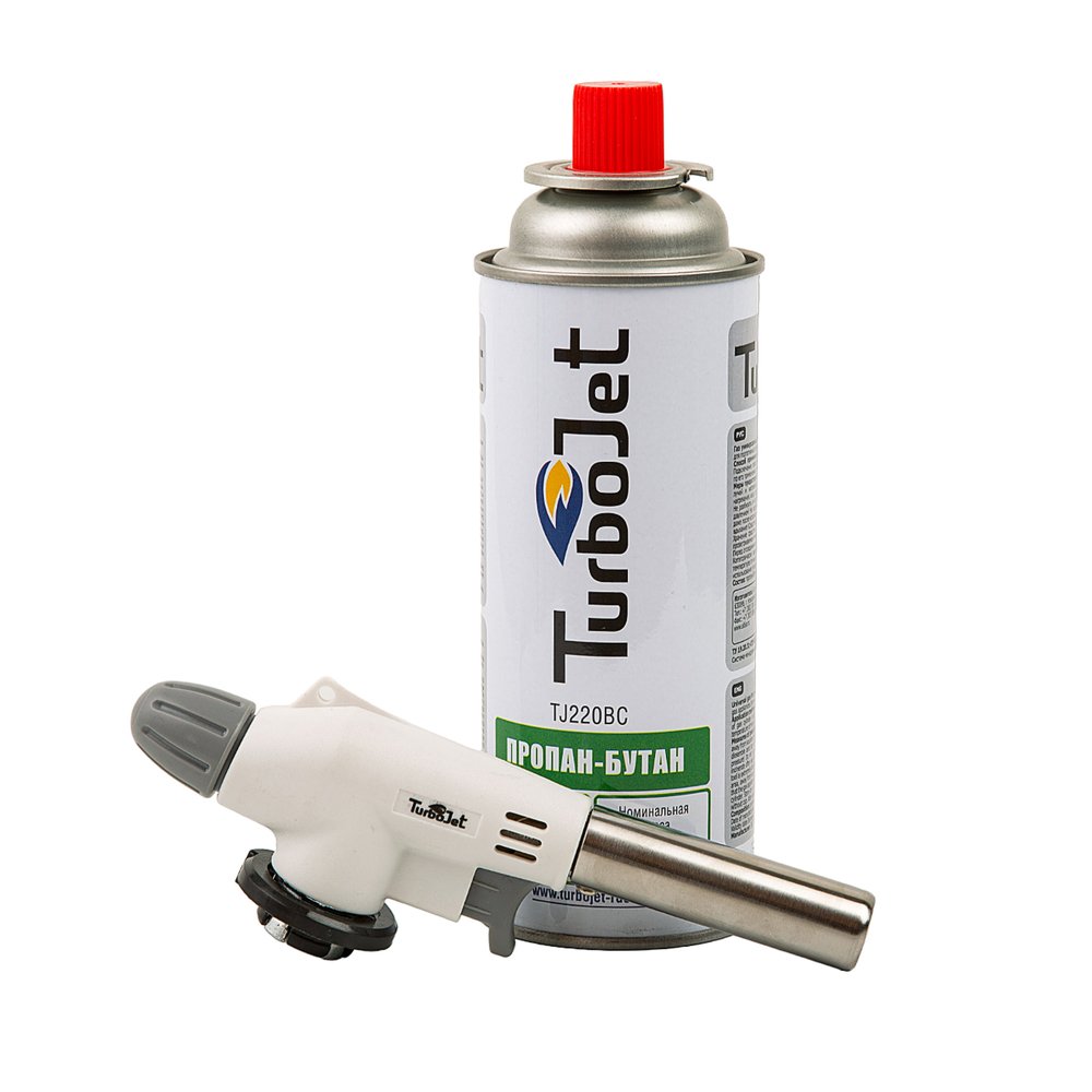 Горелка с пьезоподжигом TJ74 + газовый баллон TJ220 Turbojet TJ723-B