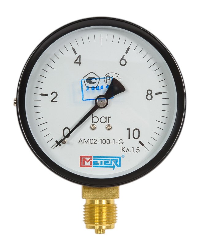 Манометр МЕТЕР ДМ 02-100-1-G Р=0..10 бар, G1/2 кл.1,5 691
