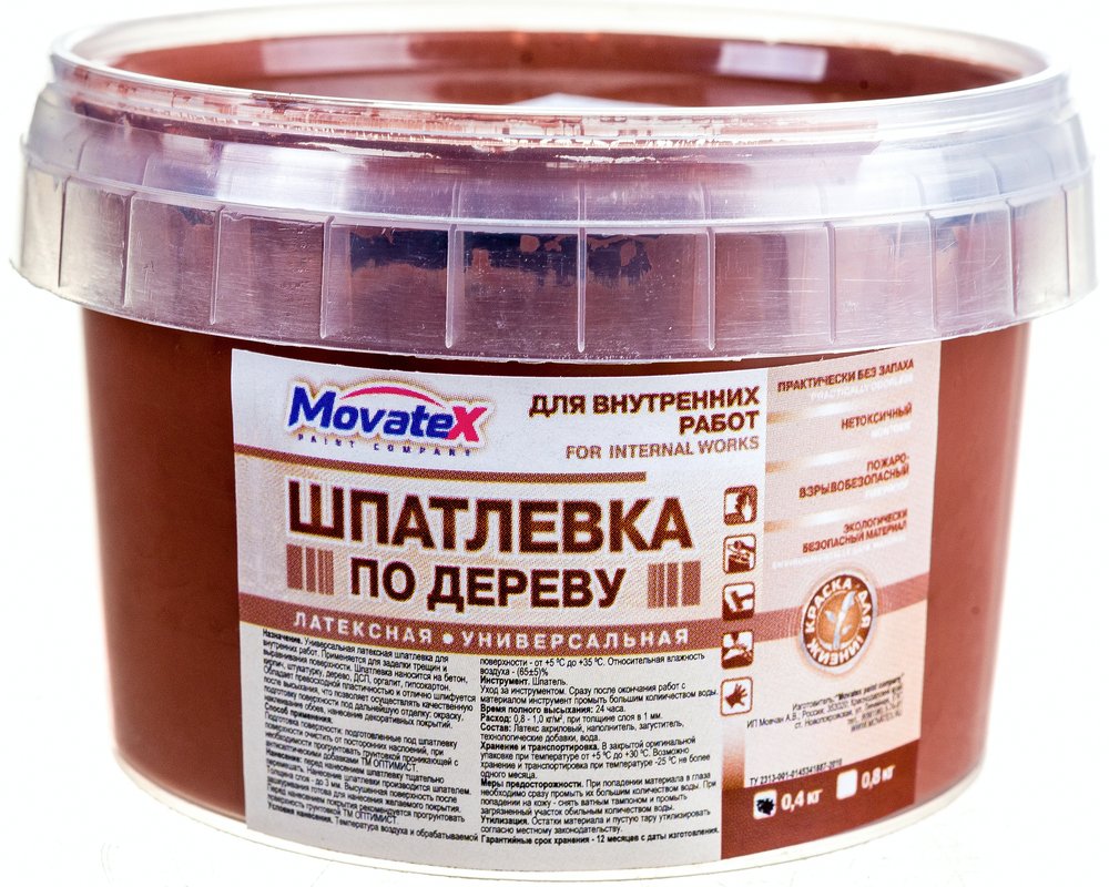 Шпаклевка по дереву (0.4 кг, орех темный) Movatex Т16168