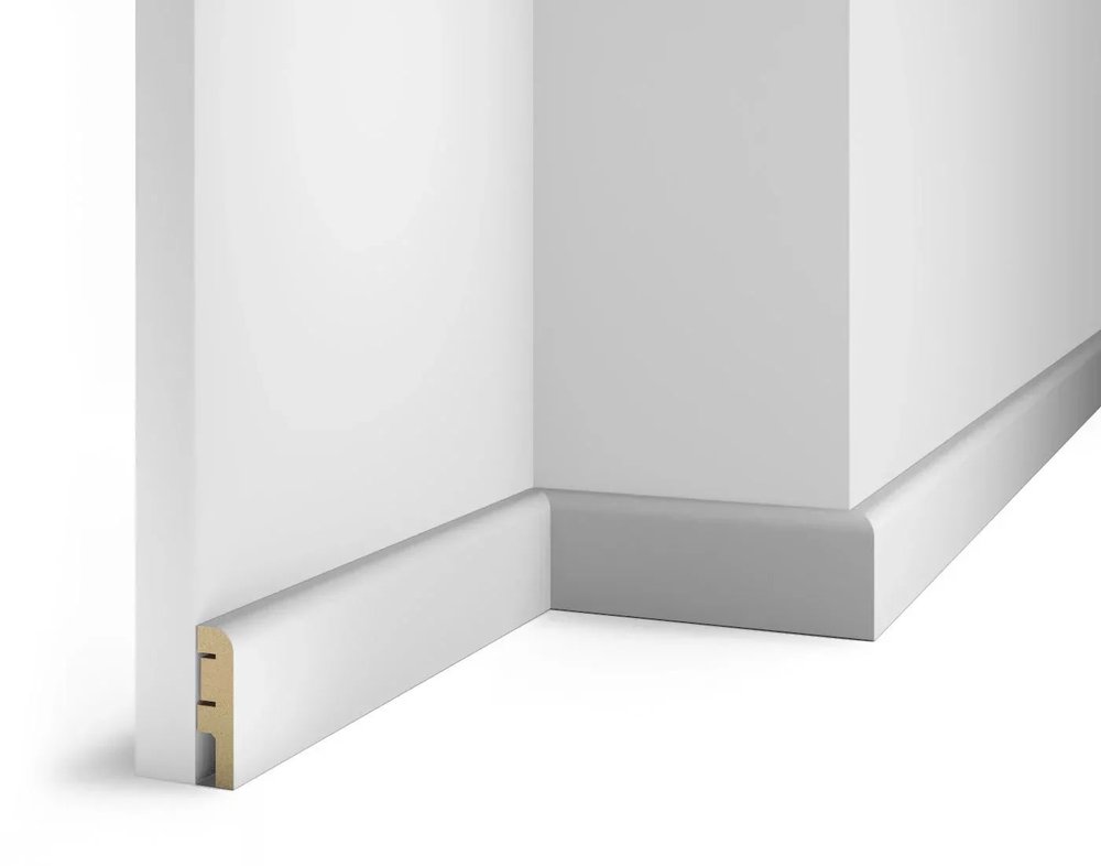 Плинтус COSCA DECOR AP02 под покраску, белый, 60x16x2400 мм, МДФ, с пазом СПБ077577