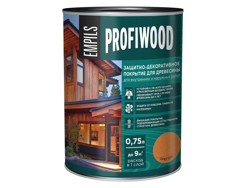 Защитно-декоративное покрытие для древесины PROFIWOOD (орегон, 0.75 л, 0.7 кг) 72621