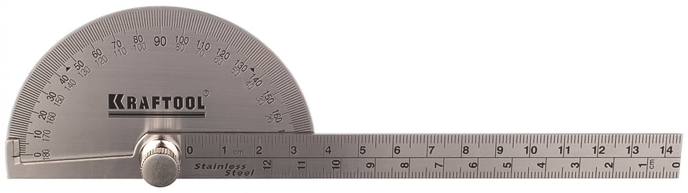 Транспортир с линейкой KRAFTOOL Protractor из нержавеющей стали, 145 мм 34290