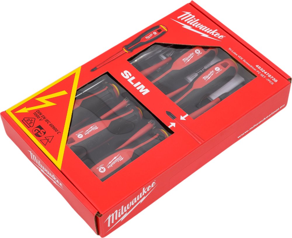 Набор трехгранных отверток VDE SL/PZ/PH + тестер напряжения - 7 ед. Milwaukee 4932478738