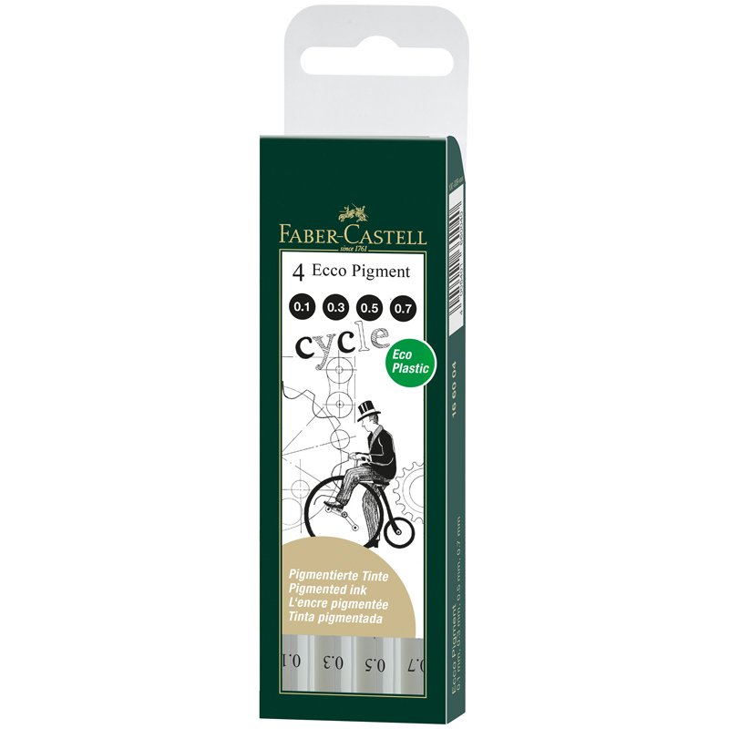 Набор капиллярных ручек Faber-Castell Ecco Pigment черные, 4 шт, 0.1/0.3/0.5/0.7 мм 166004