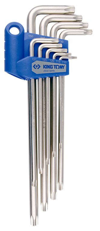 Набор Г-образных ключей TORX с отверстием T10-T50, 9шт KING TONY 20419PR