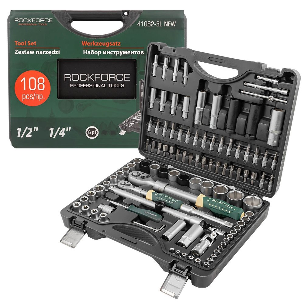 Набор инструментов Rockforce 108 предметов 1/4', 1/2' 6 граней RF-41082-5LNEW(53000)