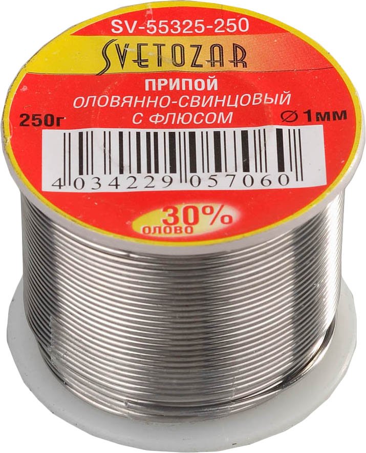 Оловянно-свинцовый припой Светозар 30% Sn 70% Pb 250 гр SV-55325-250
