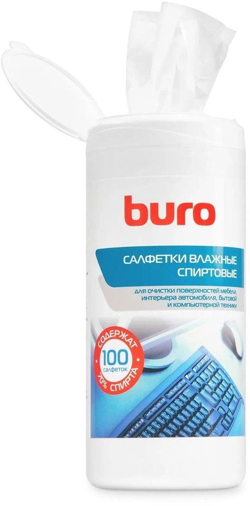 Влажные антибактериальные салфетки BURO BU-AN32 100 листов, спиртовые 1429366