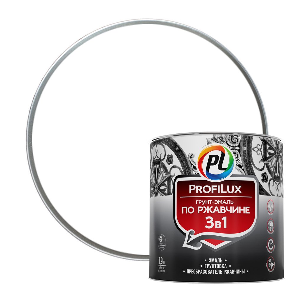 Грунт-эмаль Profilux по ржавчине 3в1 белая 1,9 кг Н0000005007
