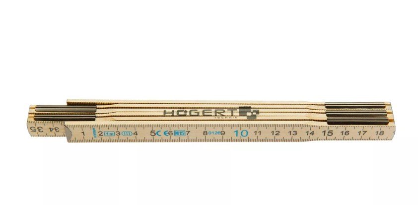 Складной метр HOEGERT TECHNIK деревянный, 1м, усиленные крепления HT4M261-D