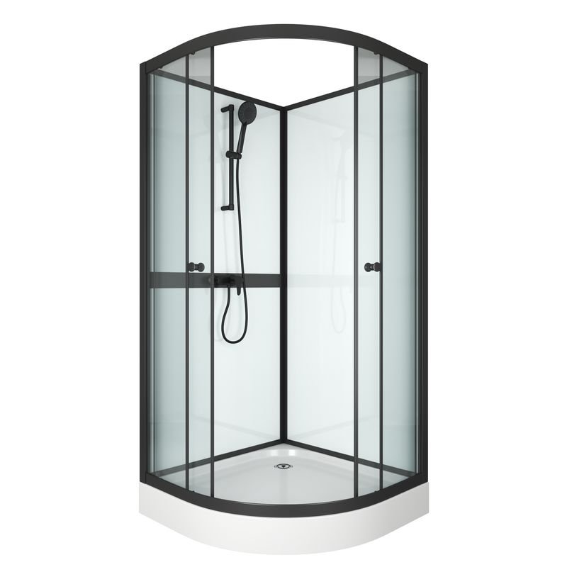 Душевая кабина Bauedge BAU Nimb Black Rand 90x90x215, прозрачное закаленное стекло, черный профиль SB0010B