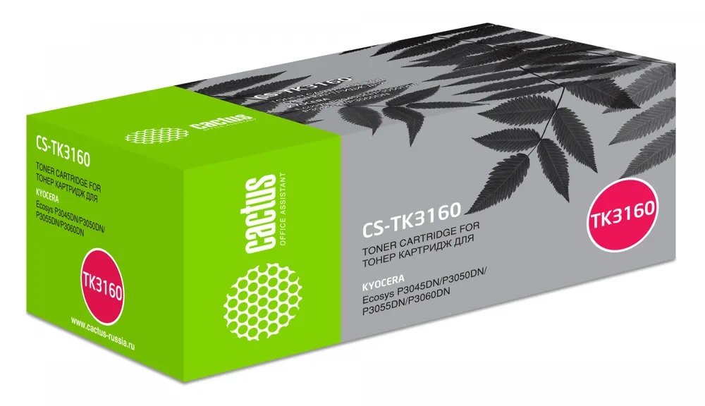 Лазерный картридж Cactus tk-3160 черный, 12500 страниц, для kyocera ecosys p3045dn/p3050dn/p30 CS-TK3160 1000172