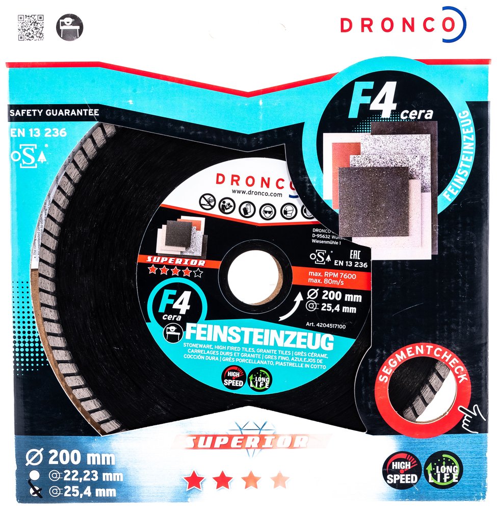 Диск алмазный F4 Cera Express GRF (200x2x25.4 мм) DRONCO 4204517100