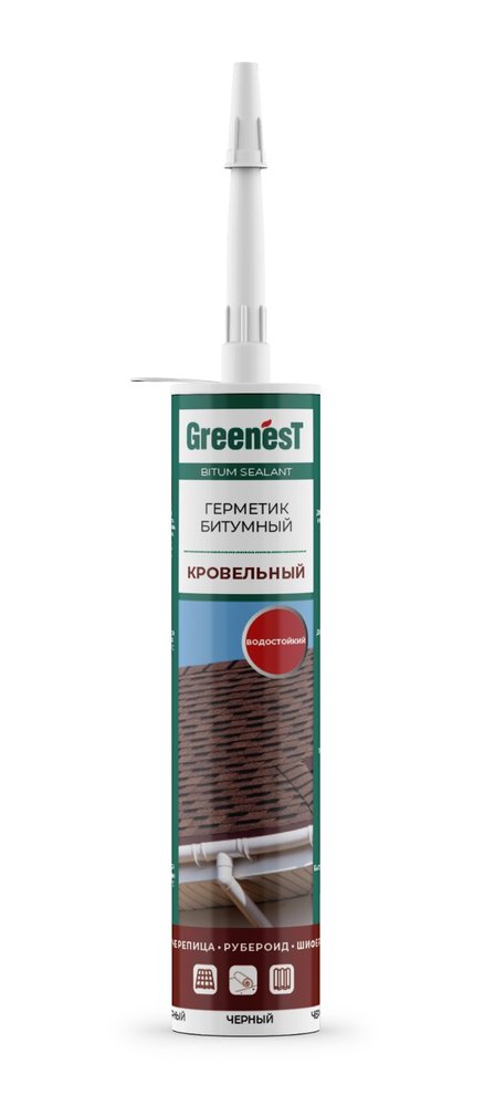 Битумный герметик для кровли черный, GreenesT 260мл 288129004