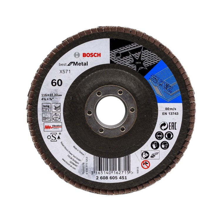 Круг лепестковый Best for Metal для УШМ (115 мм, К60) Bosch 2608605451