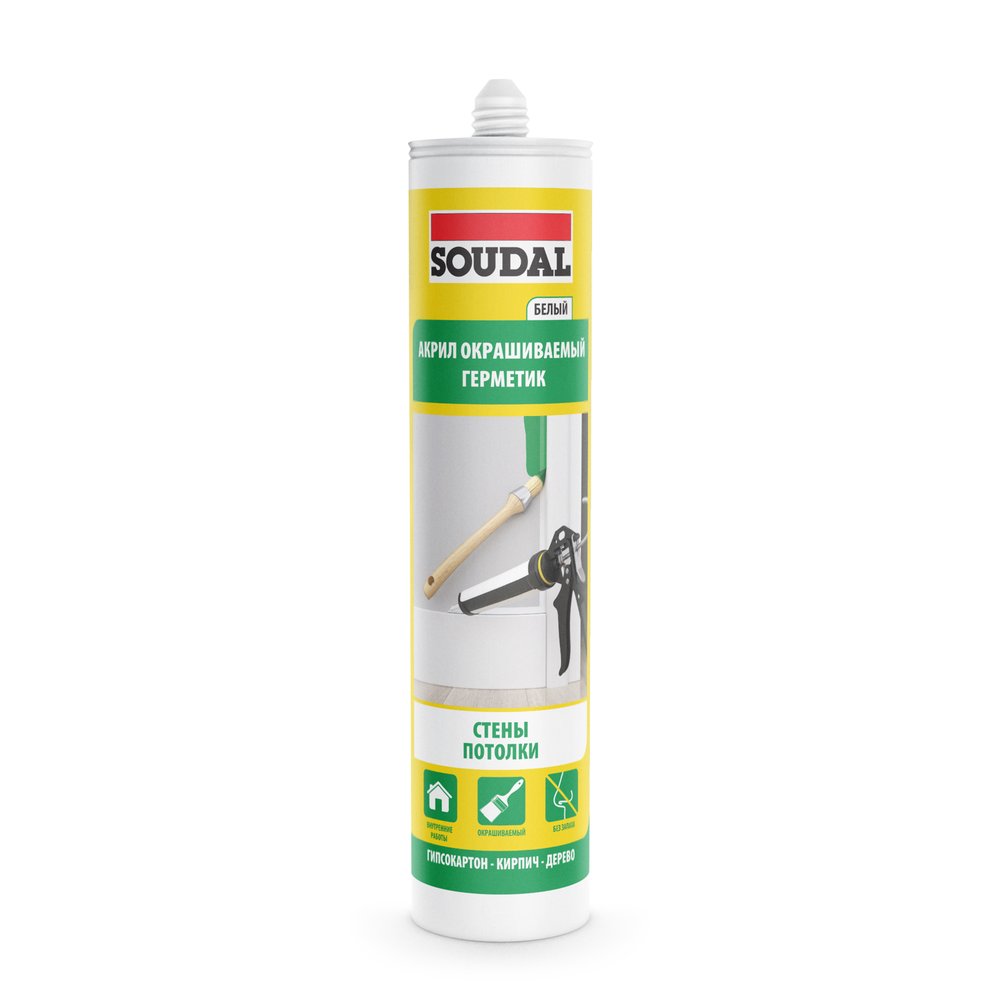 Акриловый окрашиваемый герметик SOUDAL белый  280 мл 105877