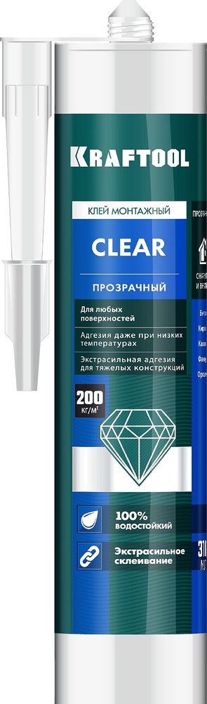 Суперсильный монтажный клей прозрачный KRAFTOOL Clear 310мл 41342