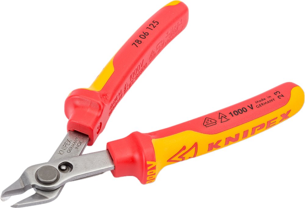 Прецизионные бокорезы KNIPEX Electronic Super Knips VDE, без фаски, L-125 мм, INOX KN-7806125