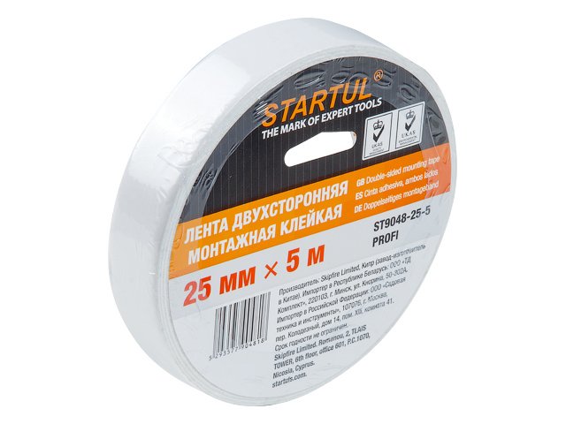 Двухсторонняя монтажная клейкая лента STARTUL 25 мм 5 м Profi ST9048-25-5