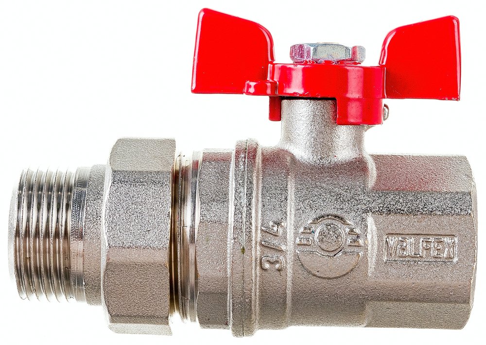 Шаровой кран VALFEX PREMIUM для воды, с американкой, 3/4' ВР/НР, бабочка VF.227.NB1.034.PREMIUM