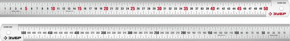 Про-50 Усиленная нержавеющая линейка 0,50 м ЗУБР 34280-050