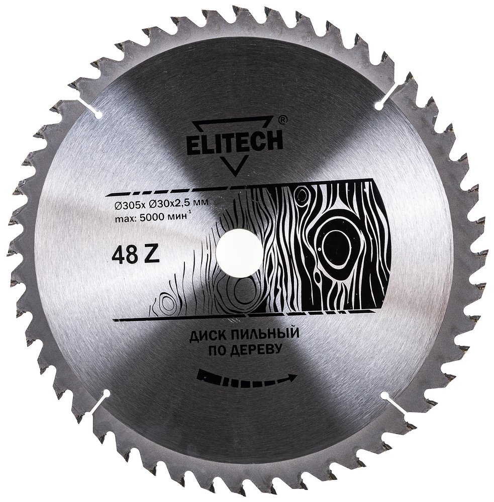 Диск пильный по дереву (305х30 мм, 2.5 мм, 48Z) Elitech 1820.054600