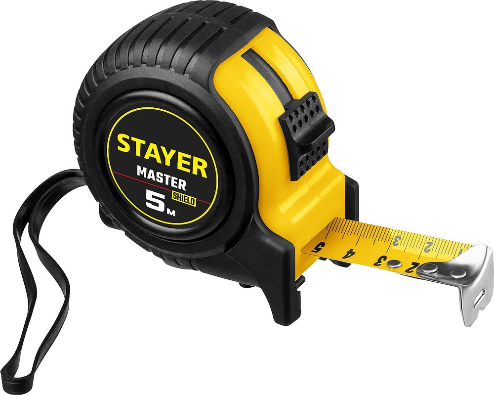 Рулетка Stayer MASTER 5м/25мм, ударостойкий обрезиненный корпус 34025-05-25