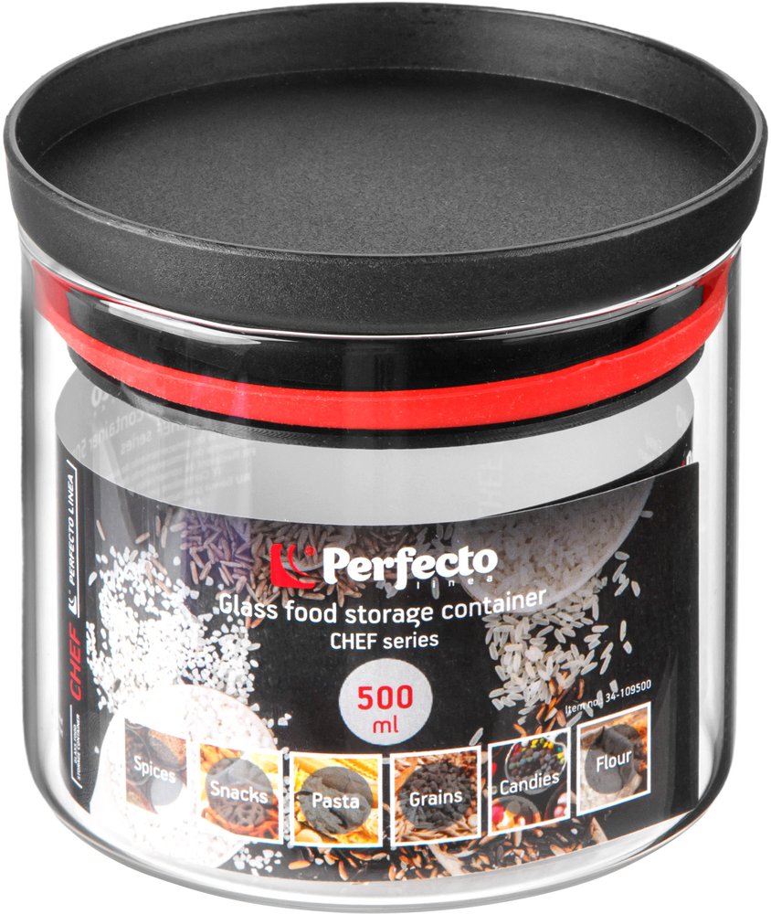 Банка для сыпучих продуктов PERFECTO LINEA стеклянная, 500 мл, серия CHEF 34-109500