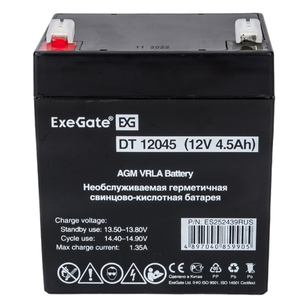 Батарея аккумуляторная АКБ DT 12045 12V 4.5Ah, клеммы F1 ExeGate 252439