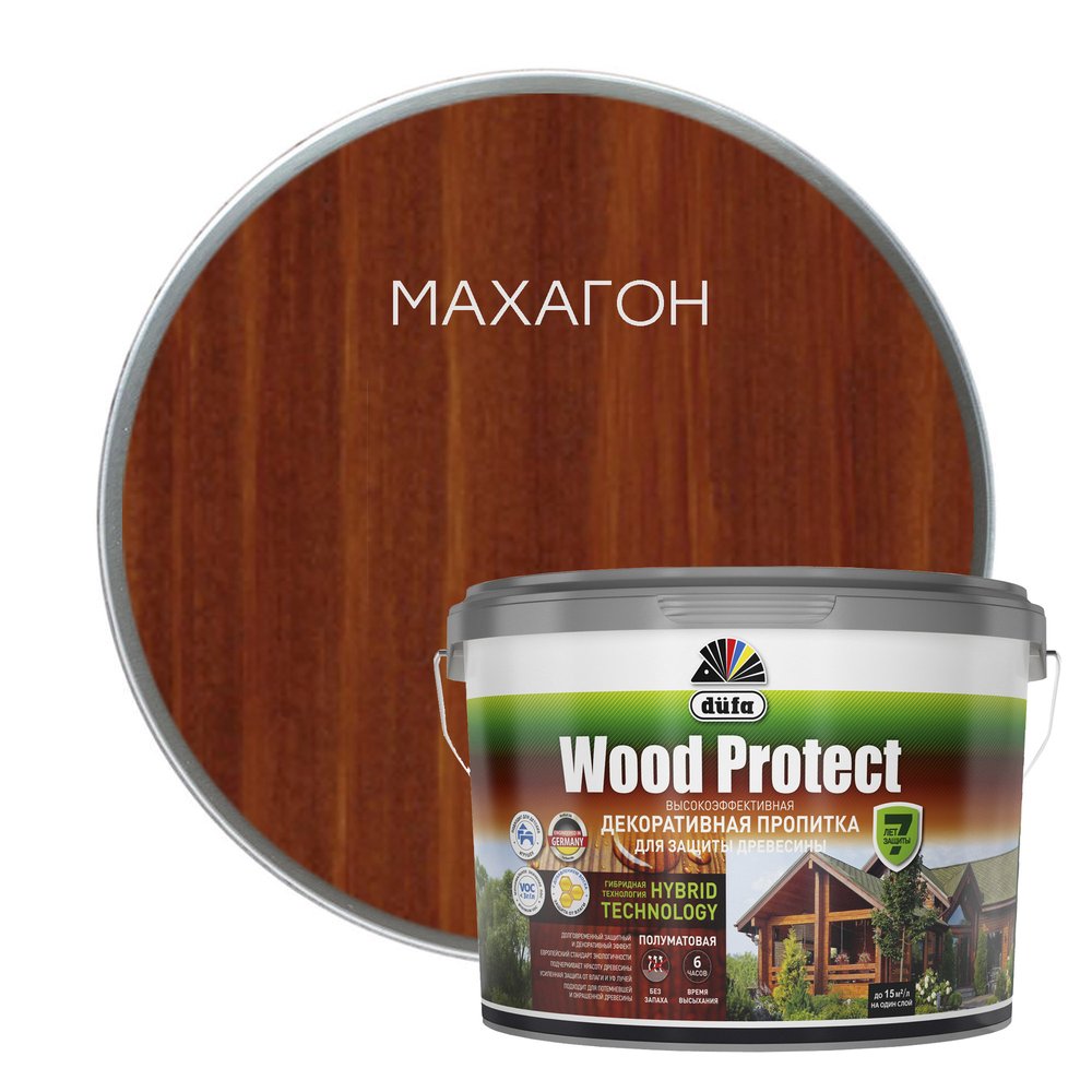 Пропитка Dufa WOOD PROTECT махагон, 9 л МП00-011080
