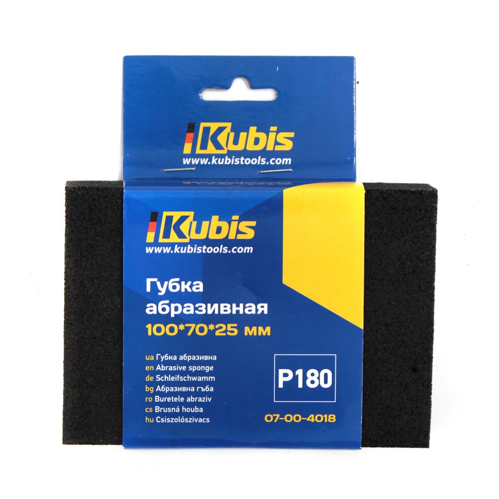 Губка абразивная Р180, 100х70х25 мм KUBIS 07-00-4018