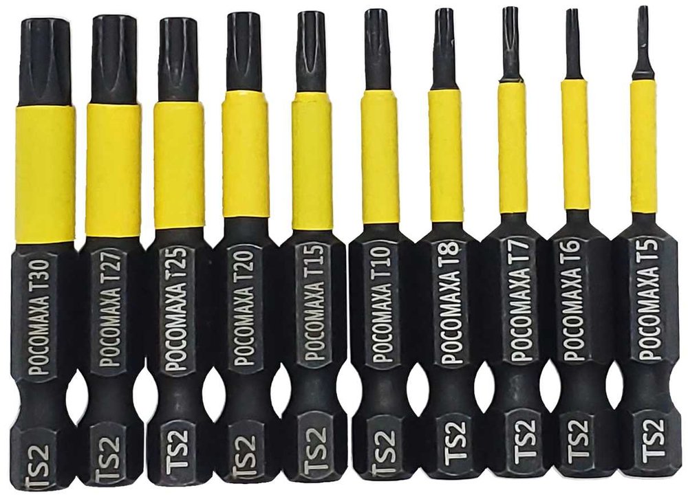 Набор магнитных ударных бит TORX длиной 50 мм (T5/T6/T7/T8/T10/T15/T20/T25/T27/T30) РОСОМАХА 300002