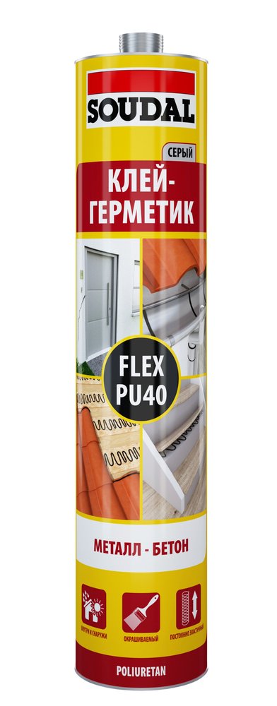 Полиуретановый герметик-клей Soudal FLEX PU 40 FC серый 300 мл 137854