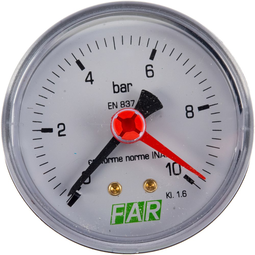 Манометр FAR 1/4', 0-10 бар, -20-80 C, O 63 мм FA 2500 10