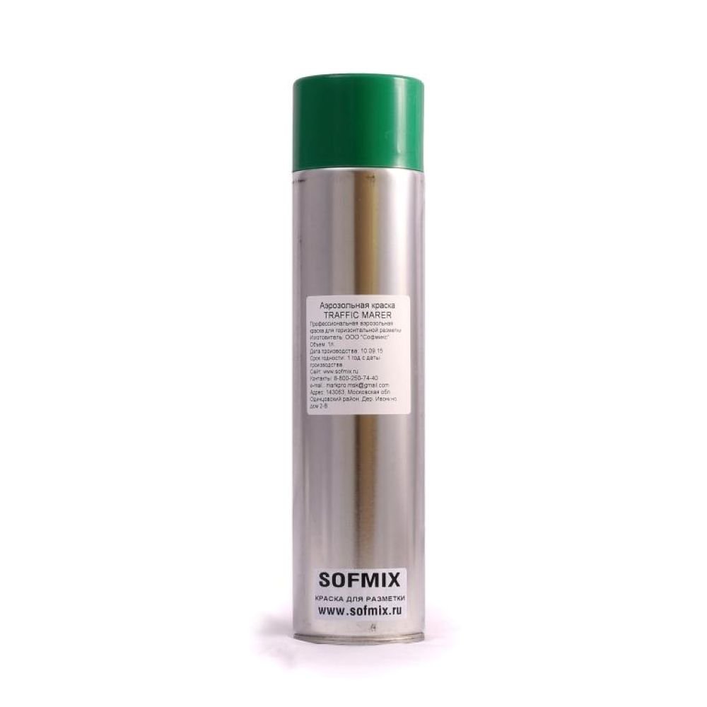Аэрозольная краска для разметки SOFMIX TRAFFIC MARKER зеленая, 1 л 510405