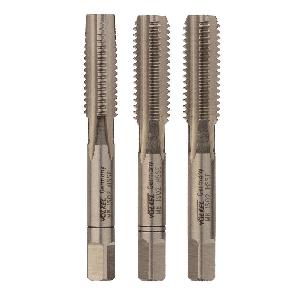 Ручные метчики VOLKEL M8 шаг 1.25мм DIN 352 HSSE комплект из 3 штук V57342